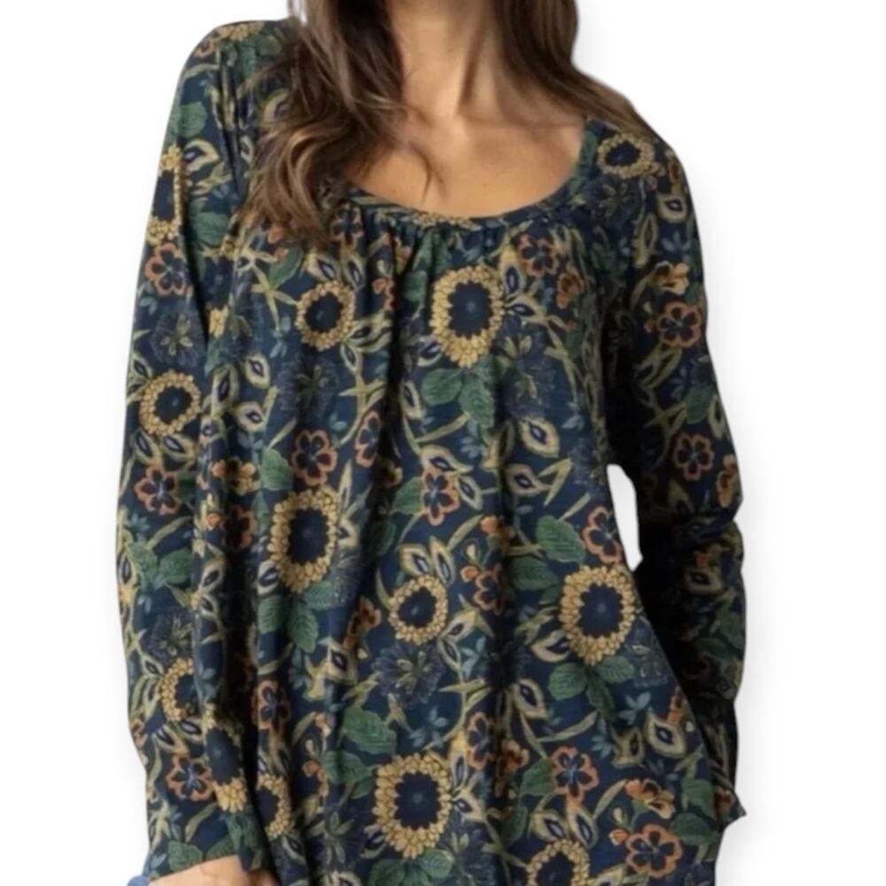 NWT Natural Life Iris Oversized Scoop Neck Long Sleeve Top Size XL